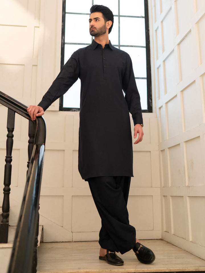 Blended Midnight Blue Shalwar Kameez - Almirah