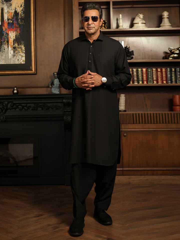 Blended Black Shalwar Kameez - Almirah