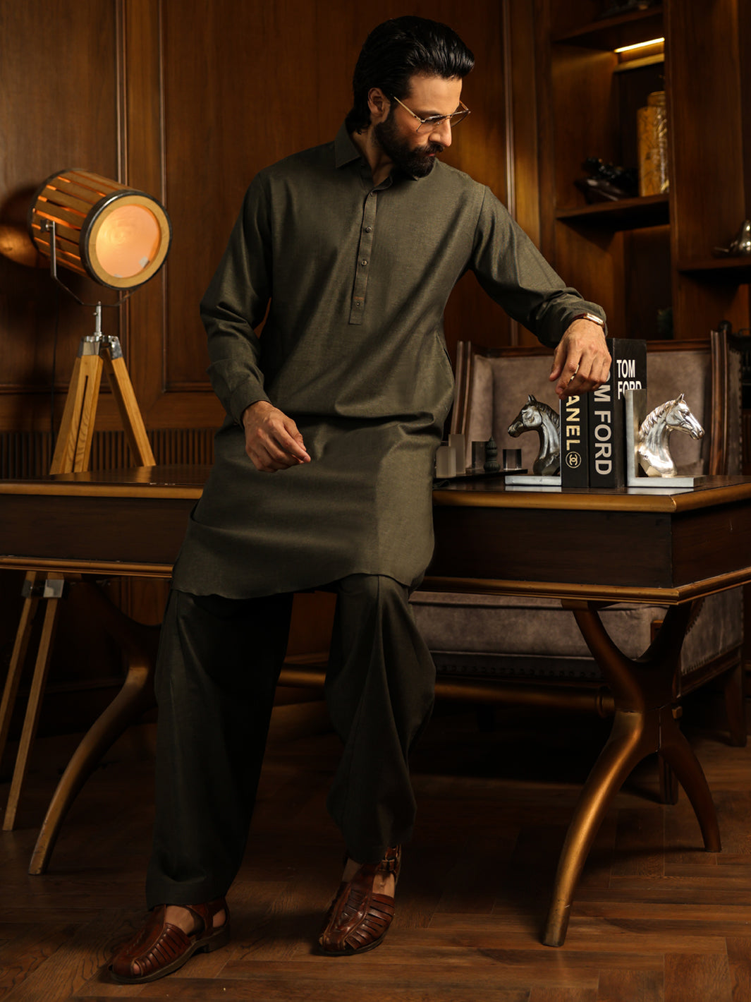 Blended Green Shalwar Kameez - Almirah
