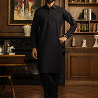 Blended Navy Blue Shalwar Kameez - Almirah