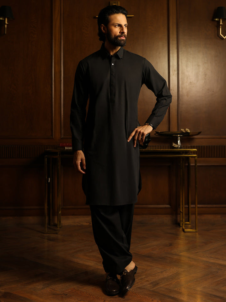 Blended Black Shalwar Kameez - Almirah
