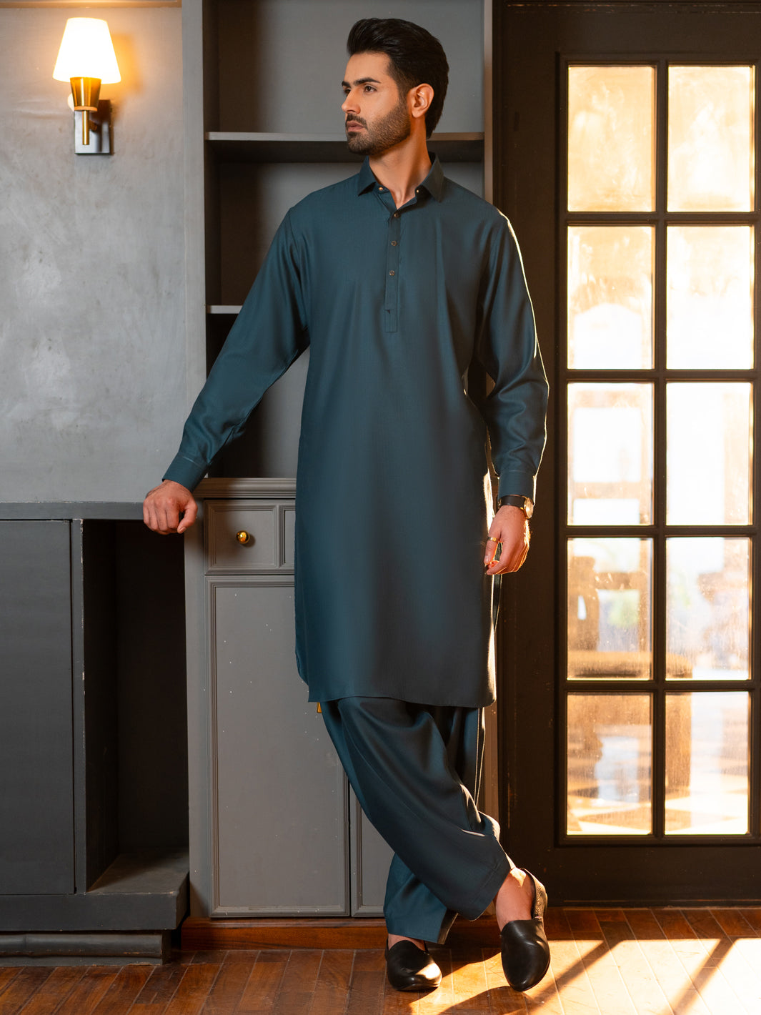 Blended Teal Shalwar Kameez - J. Junaid Jamshed