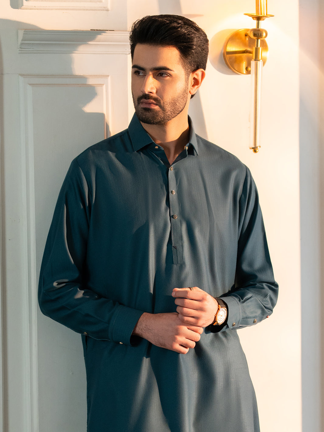 Blended Teal Shalwar Kameez - J. Junaid Jamshed