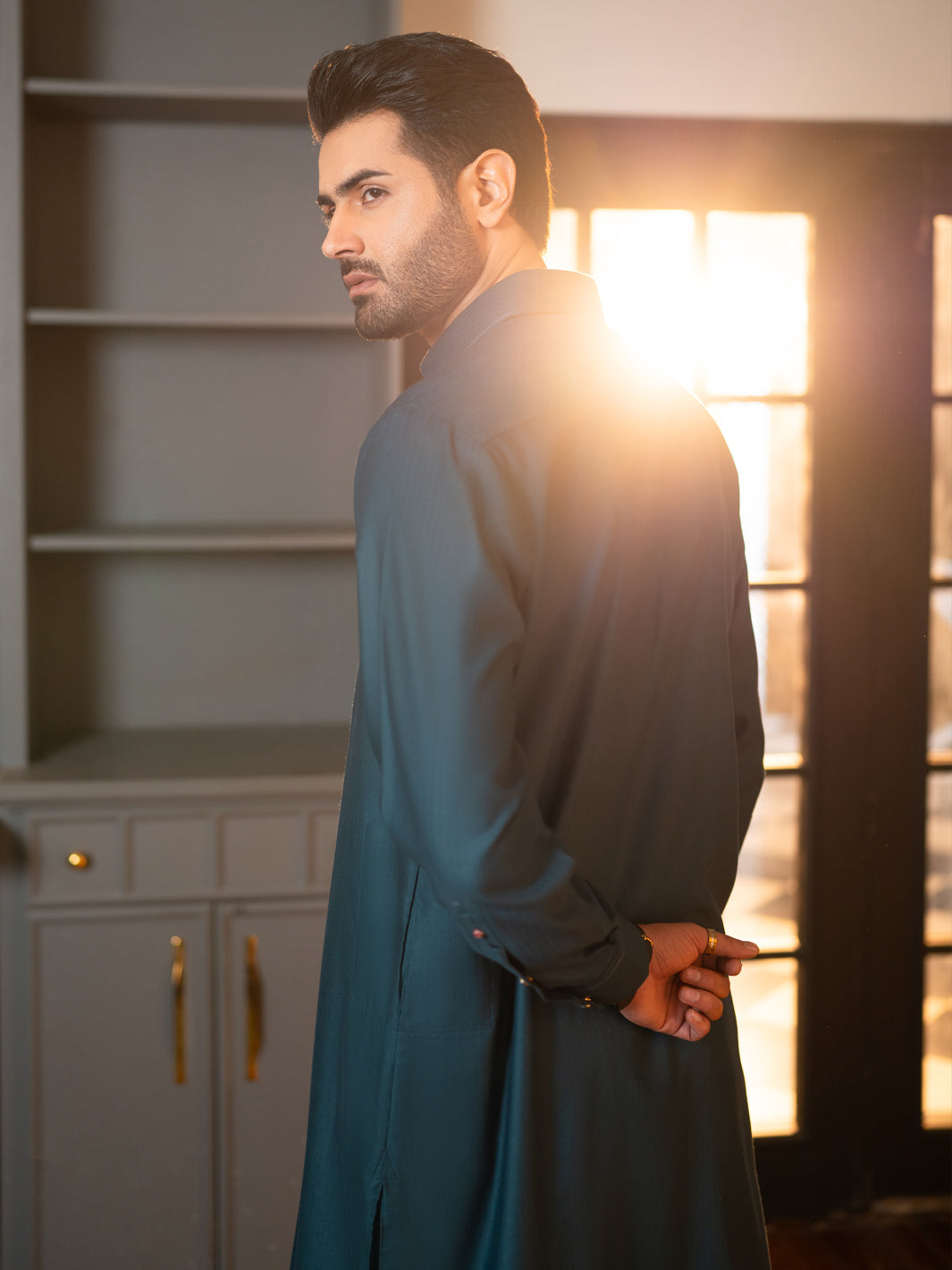 Blended Teal Shalwar Kameez - J. Junaid Jamshed
