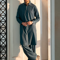 Blended Teal Shalwar Kameez - J. Junaid Jamshed