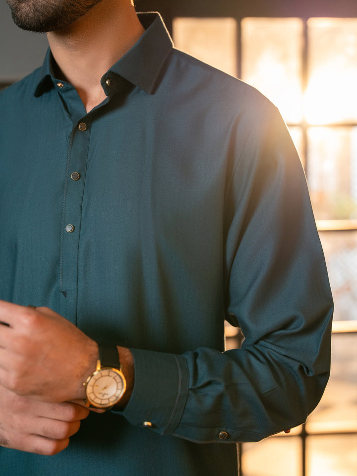 Blended Teal Shalwar Kameez - J. Junaid Jamshed