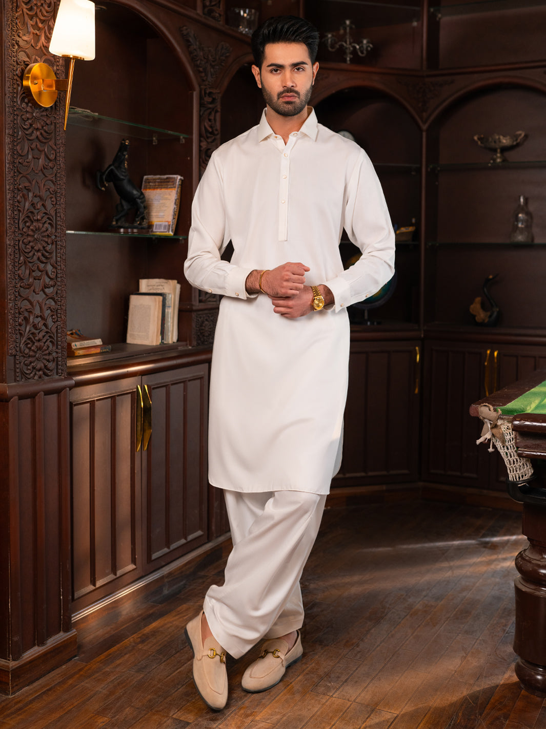 Blended White Shalwar Kameez - J. Junaid Jamshed