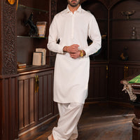 Blended White Shalwar Kameez - J. Junaid Jamshed