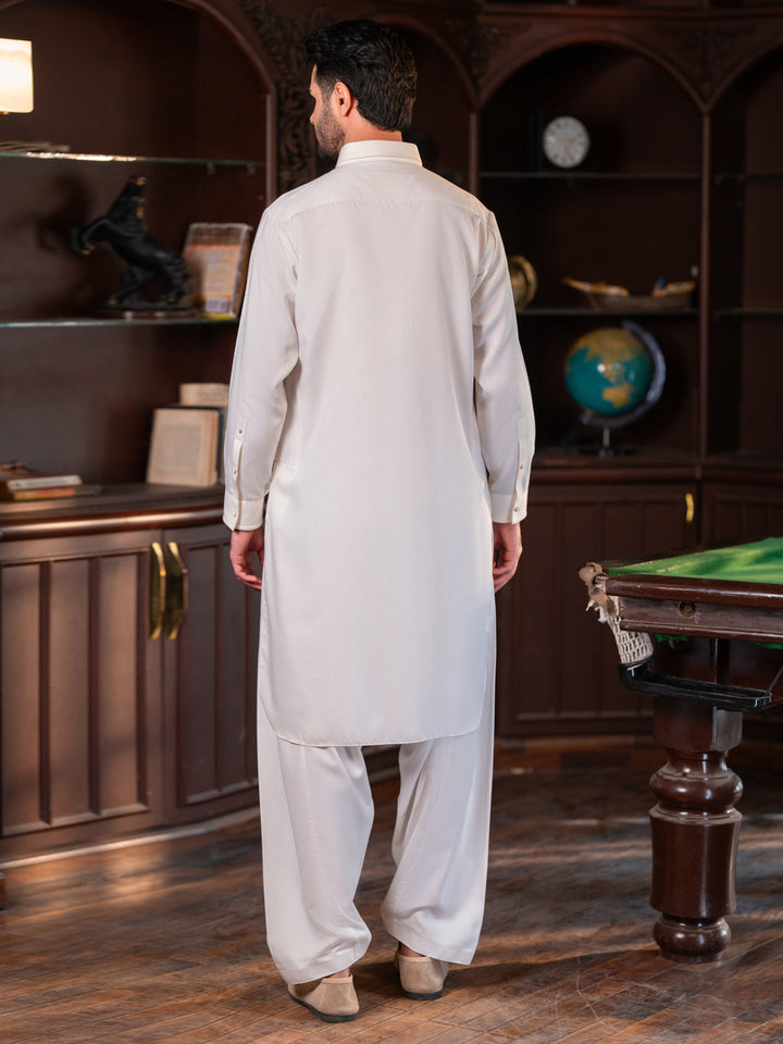 Blended White Shalwar Kameez - J. Junaid Jamshed