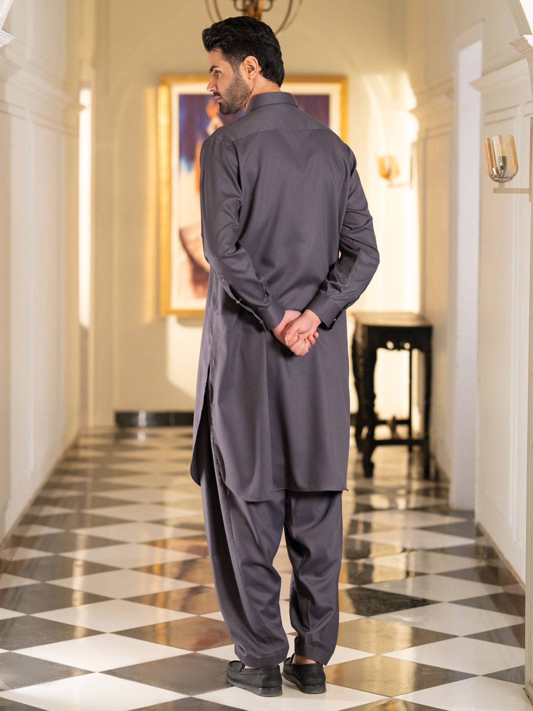 Blended Grey Shalwar Kameez - J. Junaid Jamshed