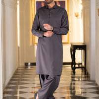 Blended Grey Shalwar Kameez - J. Junaid Jamshed