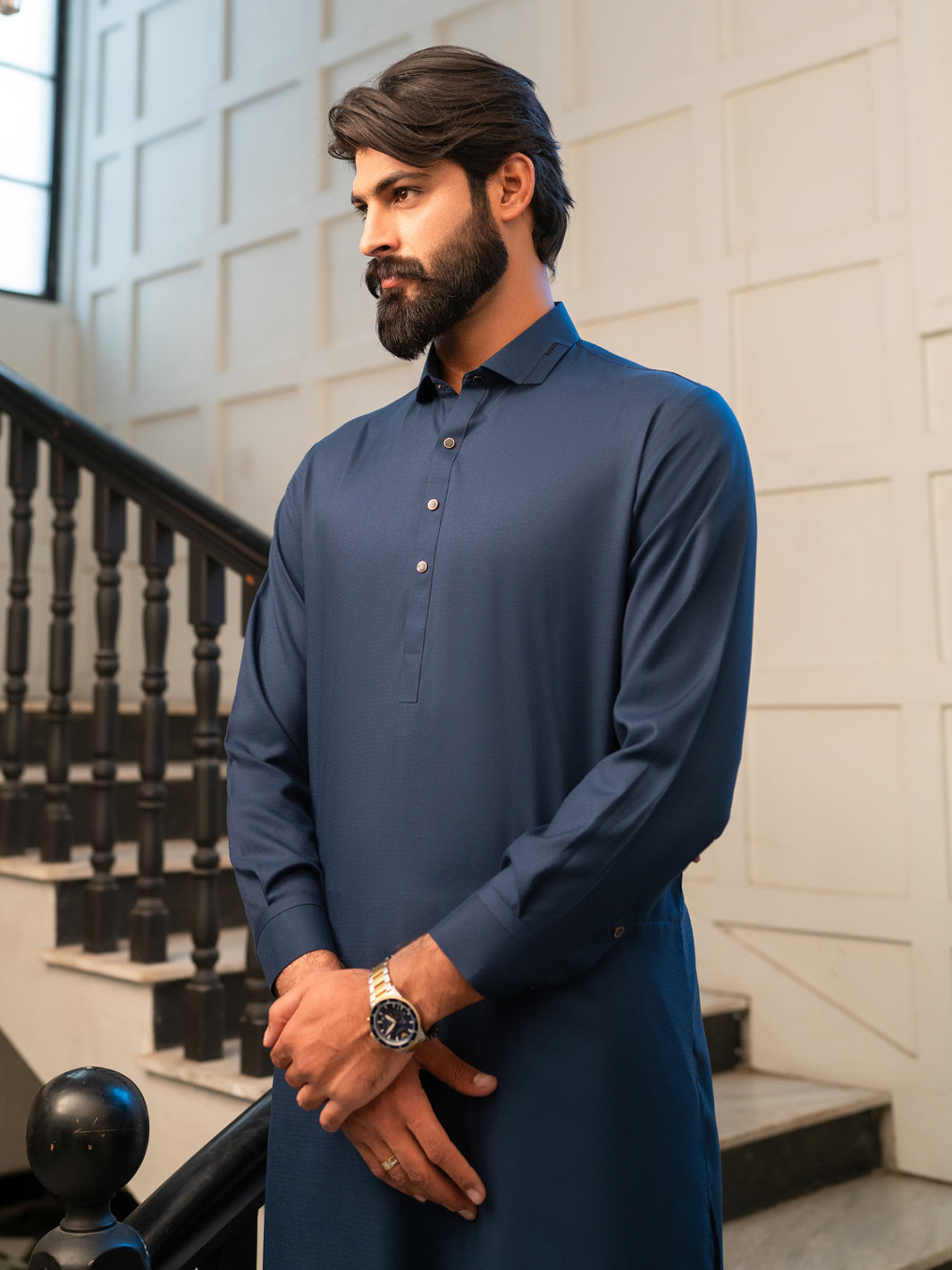 Blended Blue Shalwar Kameez - Almirah