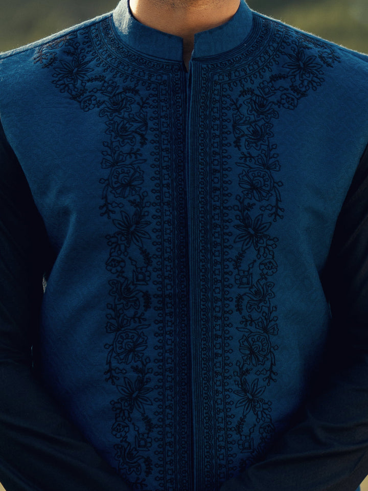 Blended Blue Waist Coat - Almirah