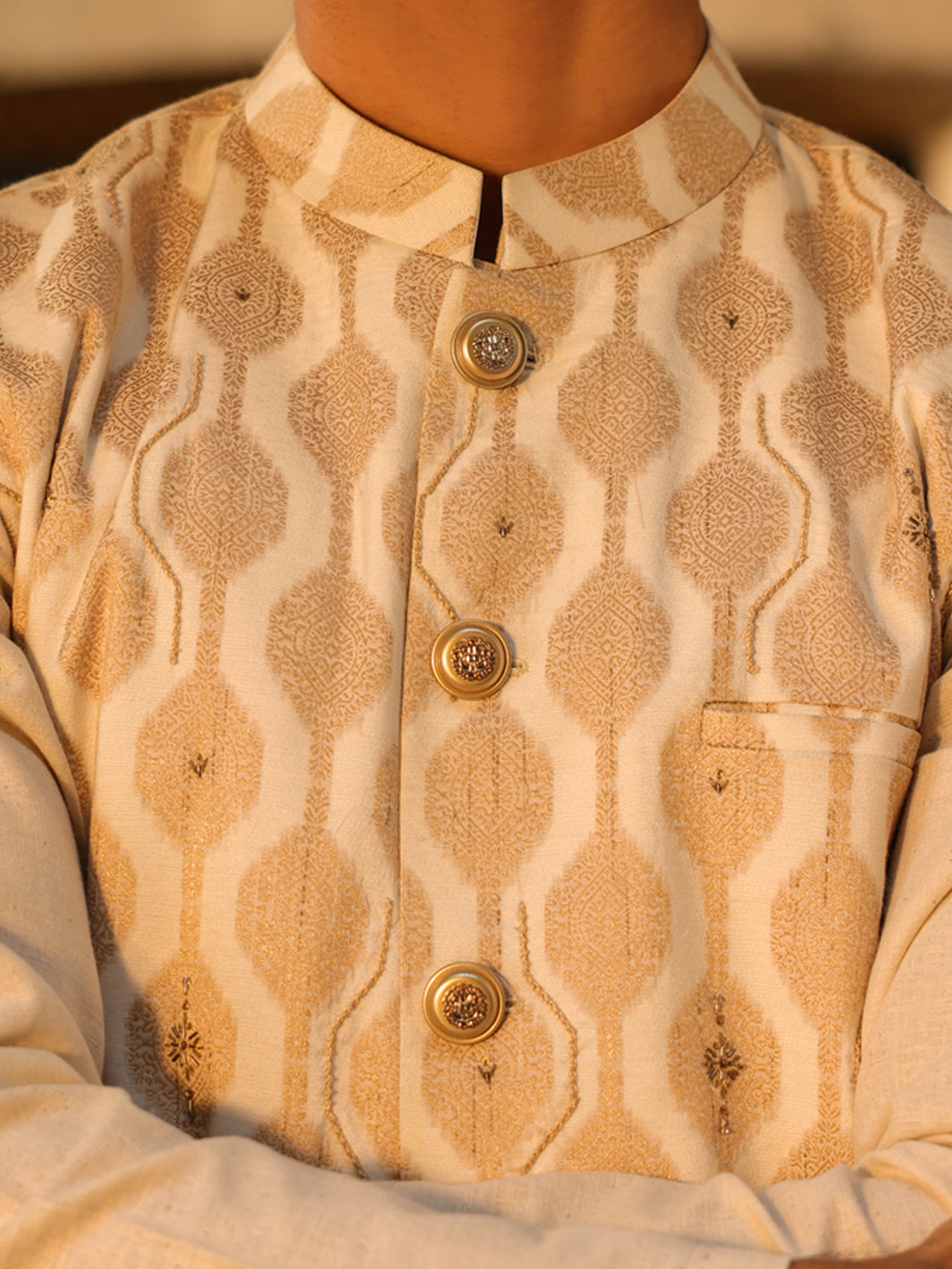 Polyester Beige Waist Coat - Almirah