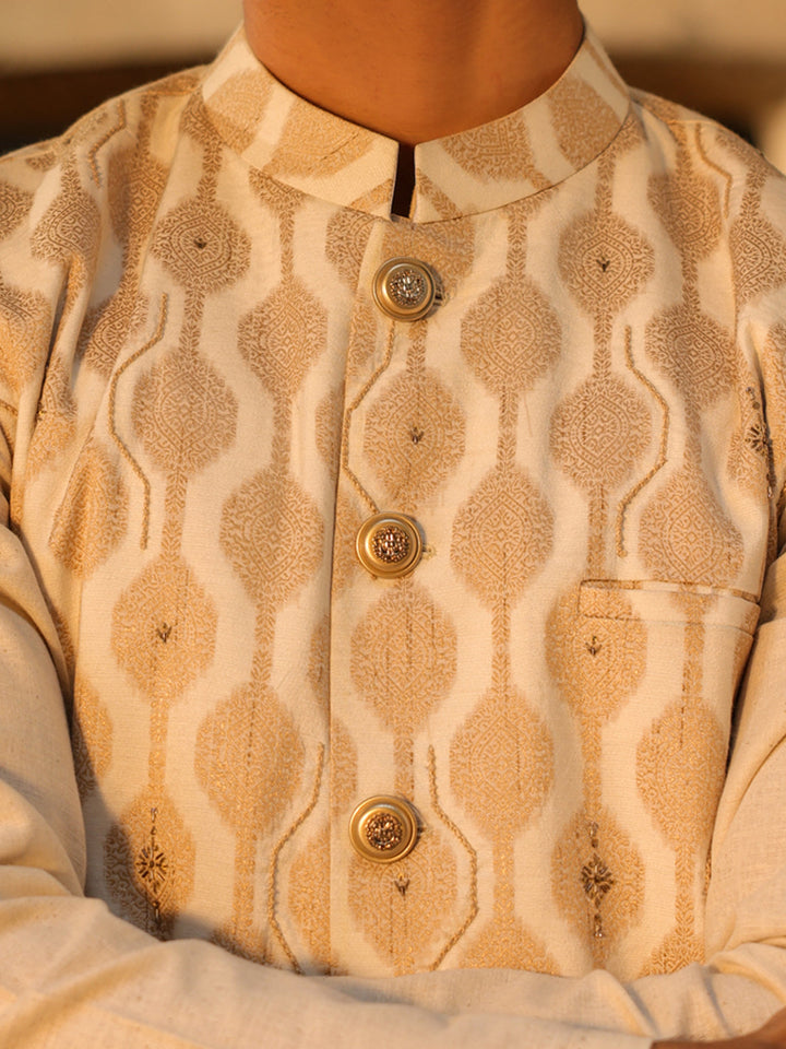 Polyester Beige Waist Coat - Almirah