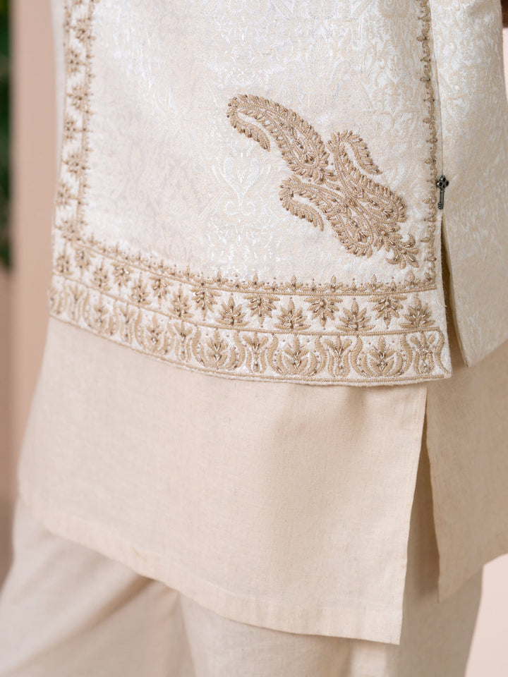 Polyester Cream Waist Coat - Almirah