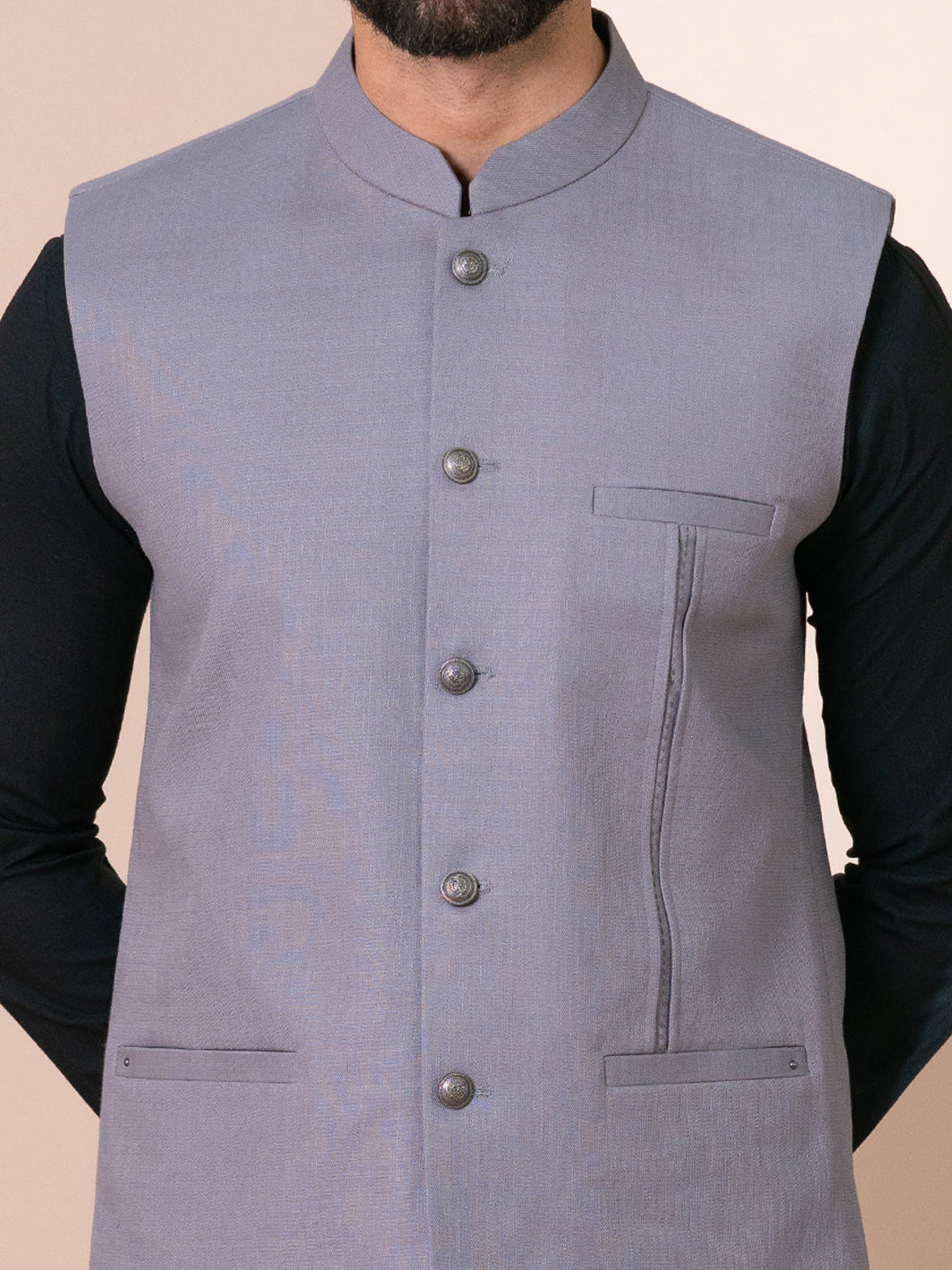 Cotton Grey Waist Coat - Almirah