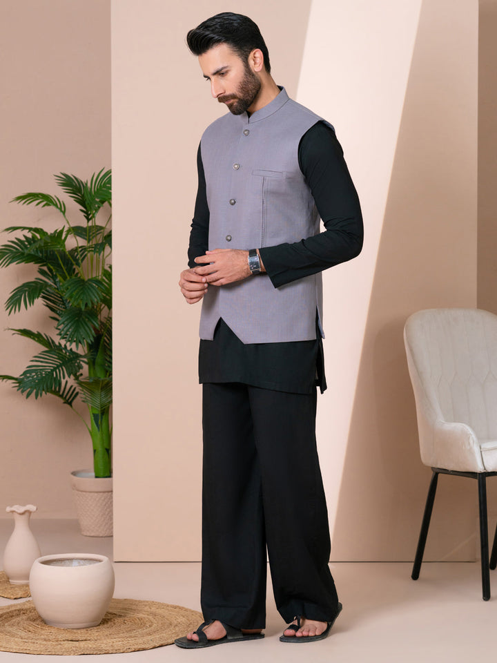 Cotton Grey Waist Coat - Almirah
