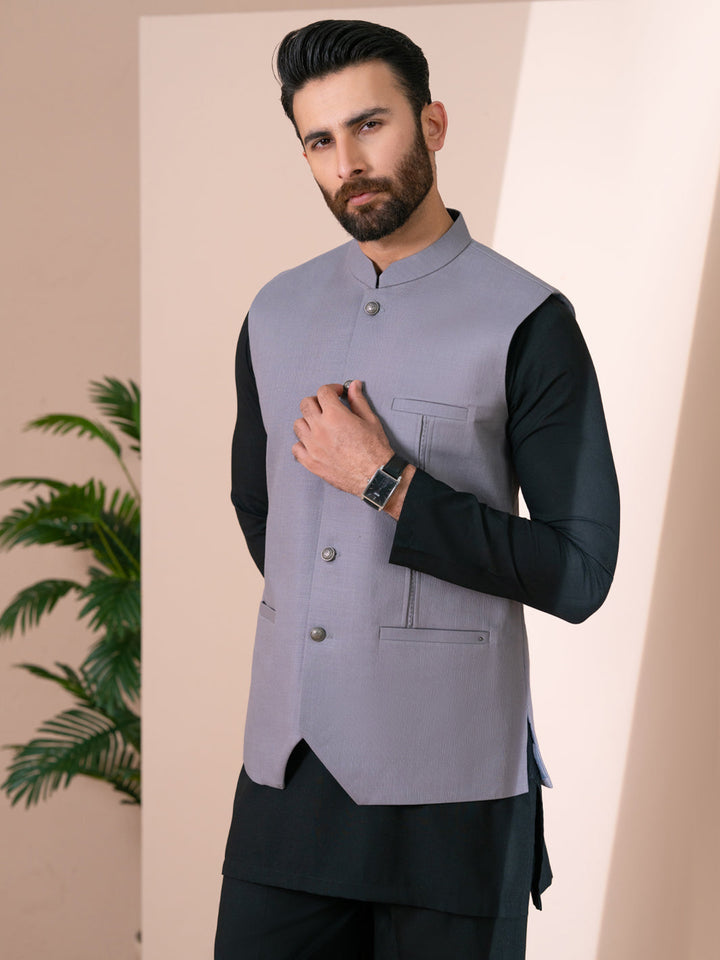 Cotton Grey Waist Coat - Almirah