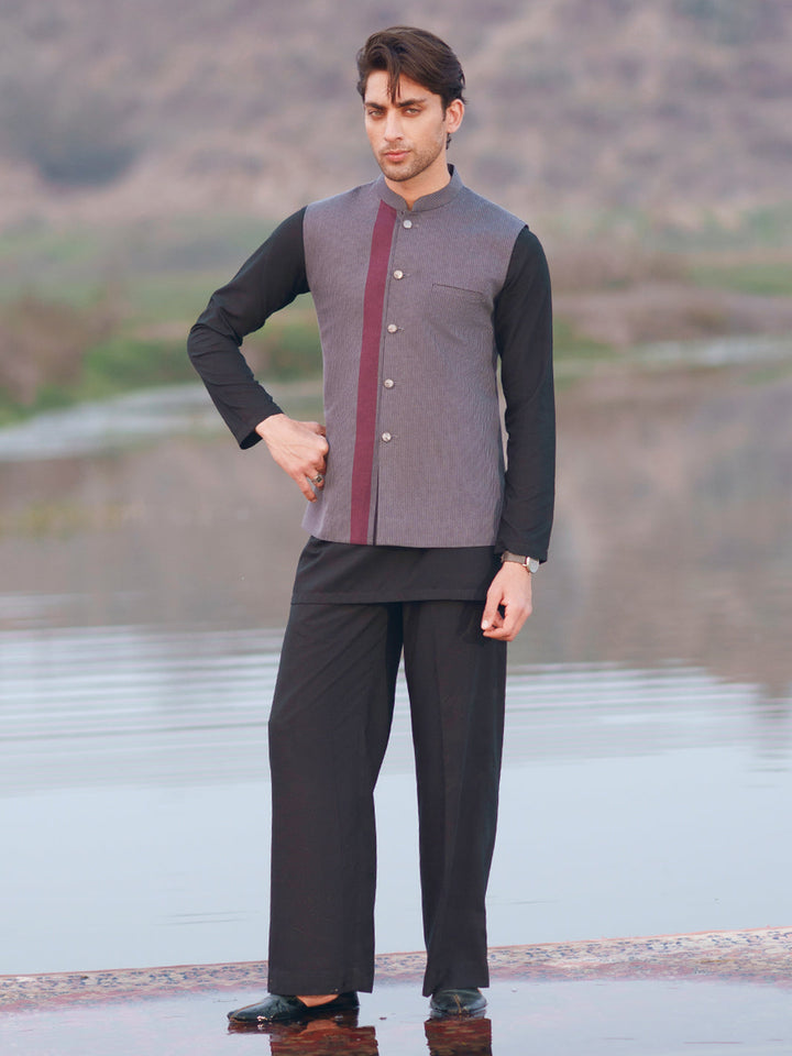 Cotton Grey Waist Coat - Almirah
