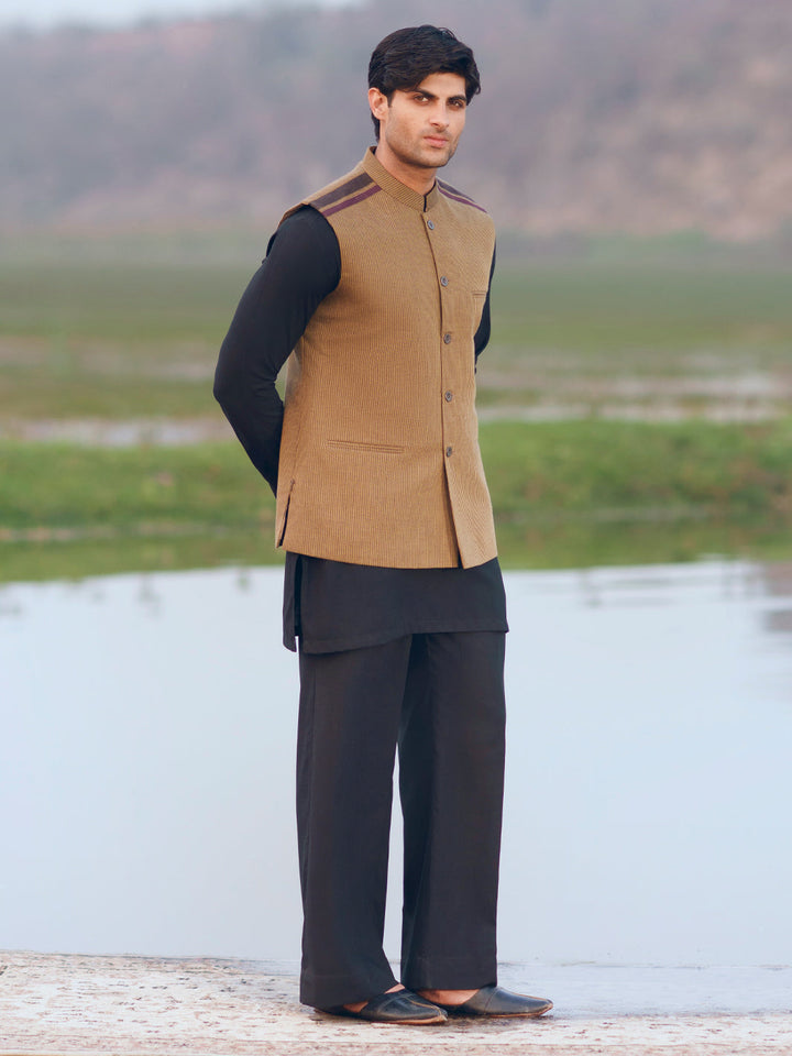 Cotton Mustard Waist Coat - Almirah
