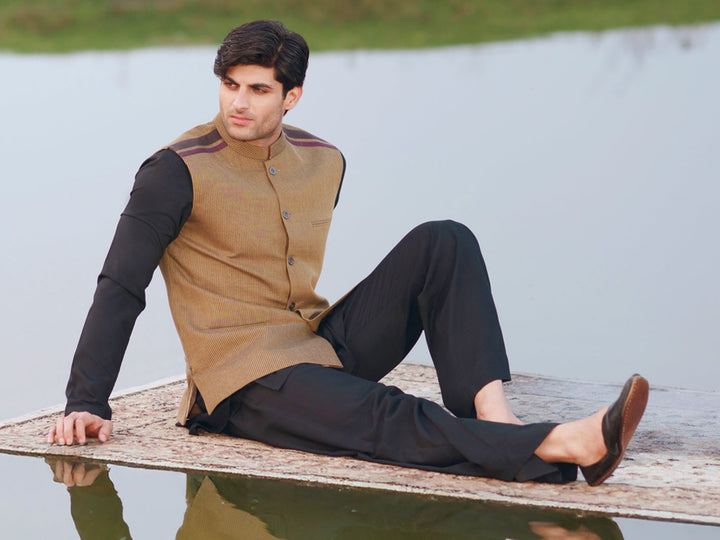 Cotton Mustard Waist Coat - Almirah