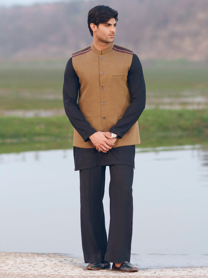 Cotton Mustard Waist Coat - Almirah