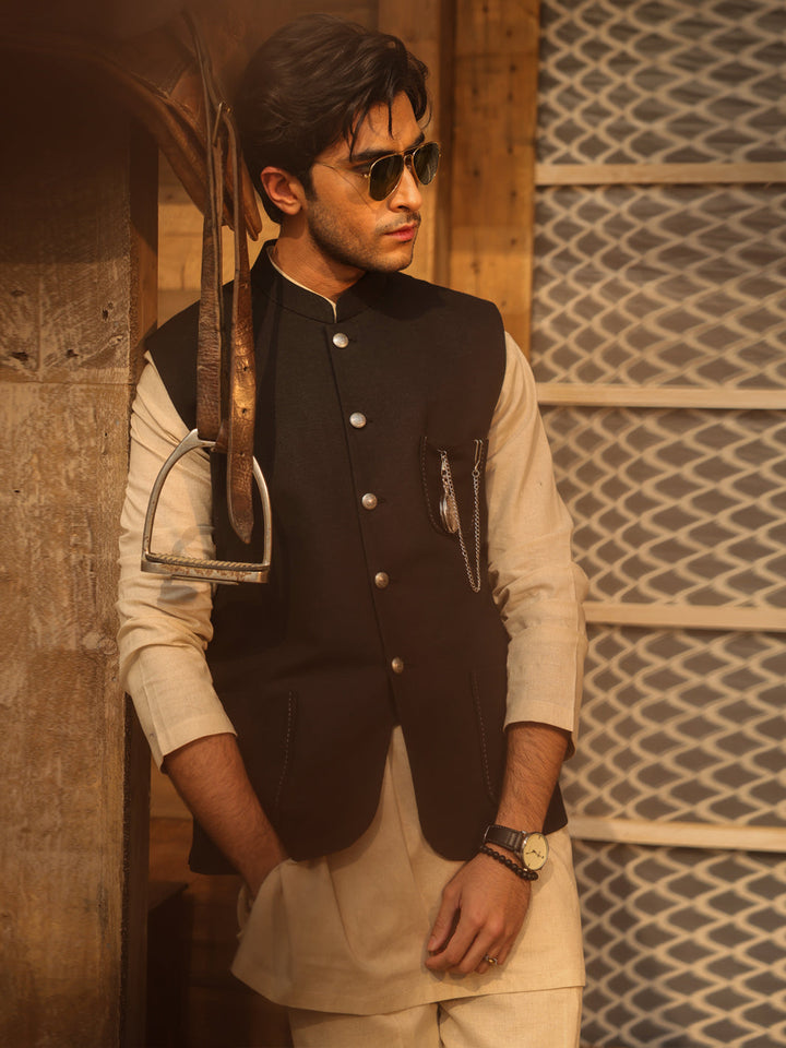 Blended Black Waist Coat - Almirah