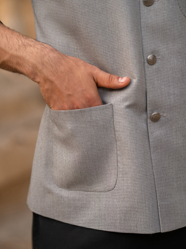 Blended Light Grey Waist Coat - Almirah