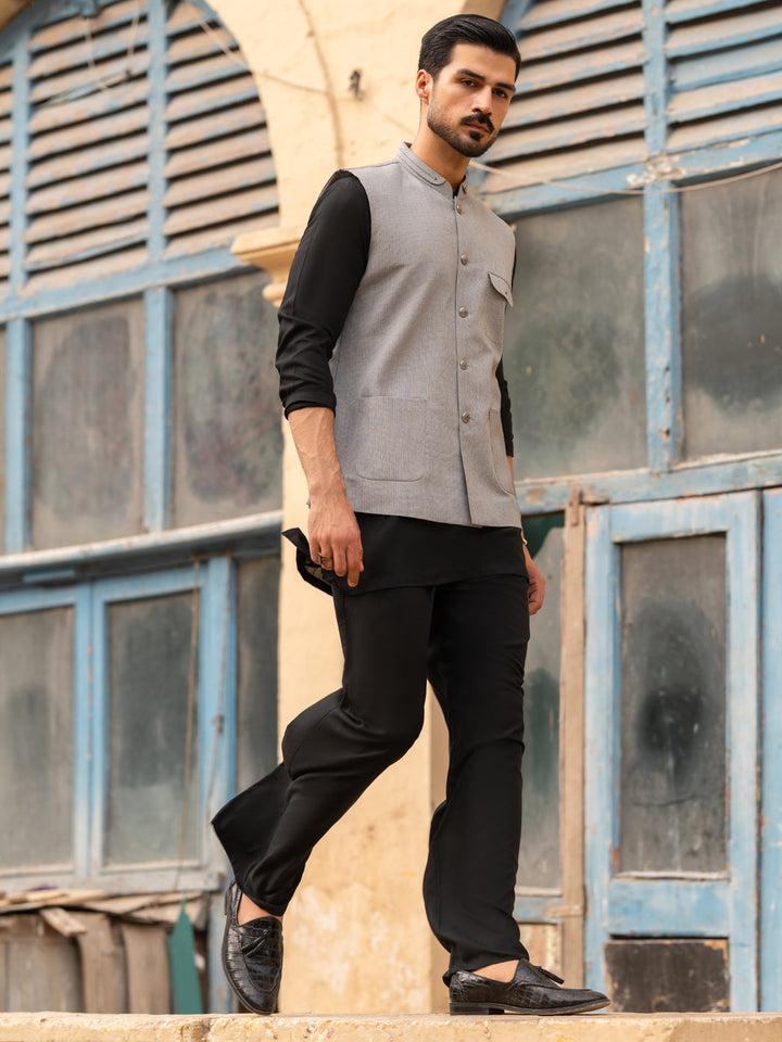 Blended Light Grey Waist Coat - Almirah
