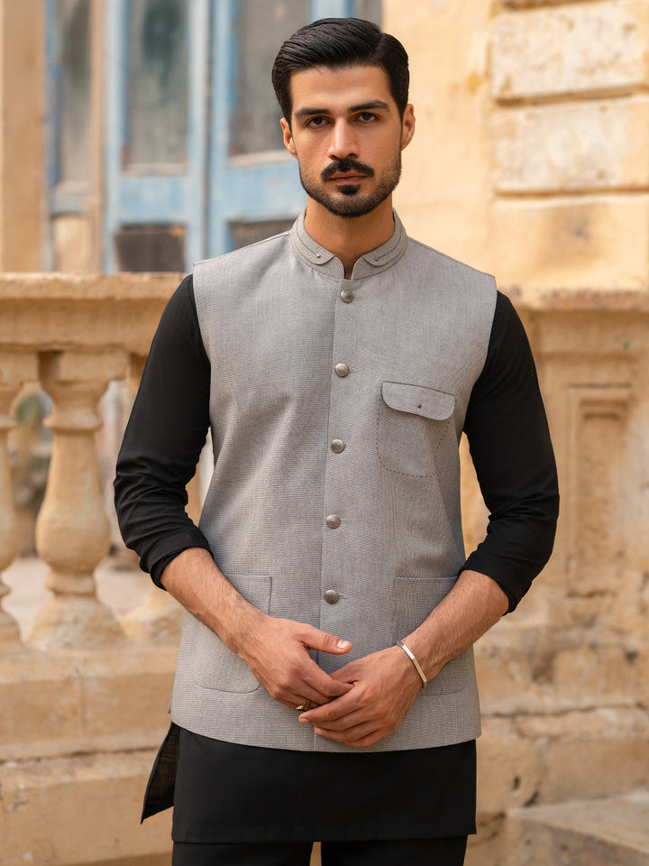 Blended Light Grey Waist Coat - Almirah