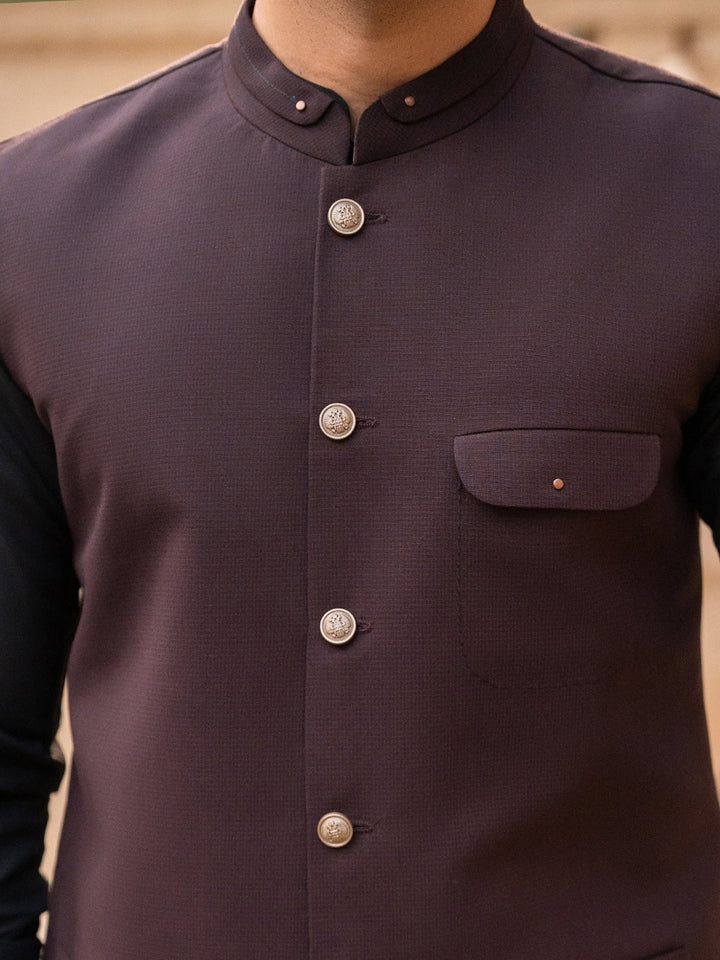 Blended Dark Brown Waist Coat - Almirah
