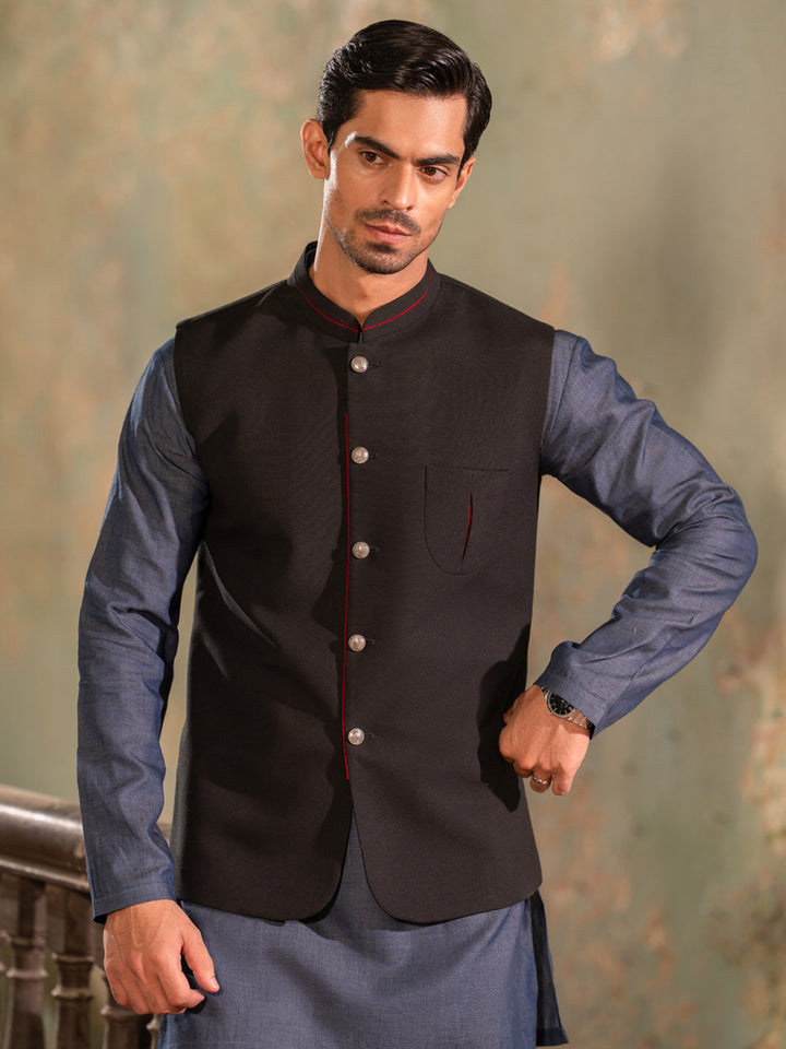 Blended Black Waist Coat - Almirah