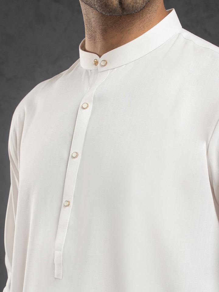 Blended White Kurta Trouser - Almirah