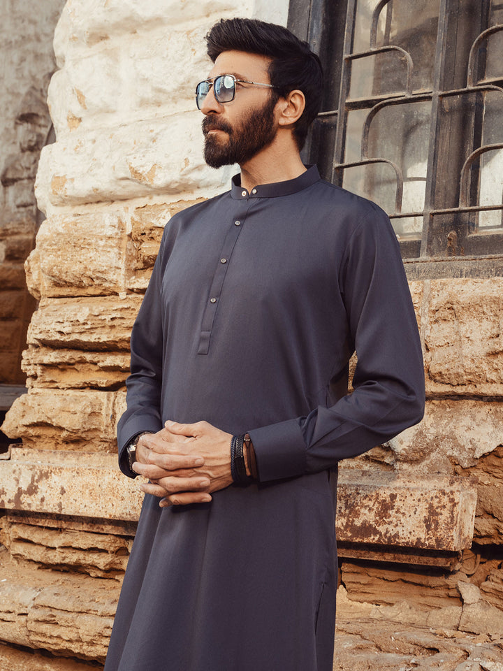 Blended Grey Kurta Trouser - Almirah