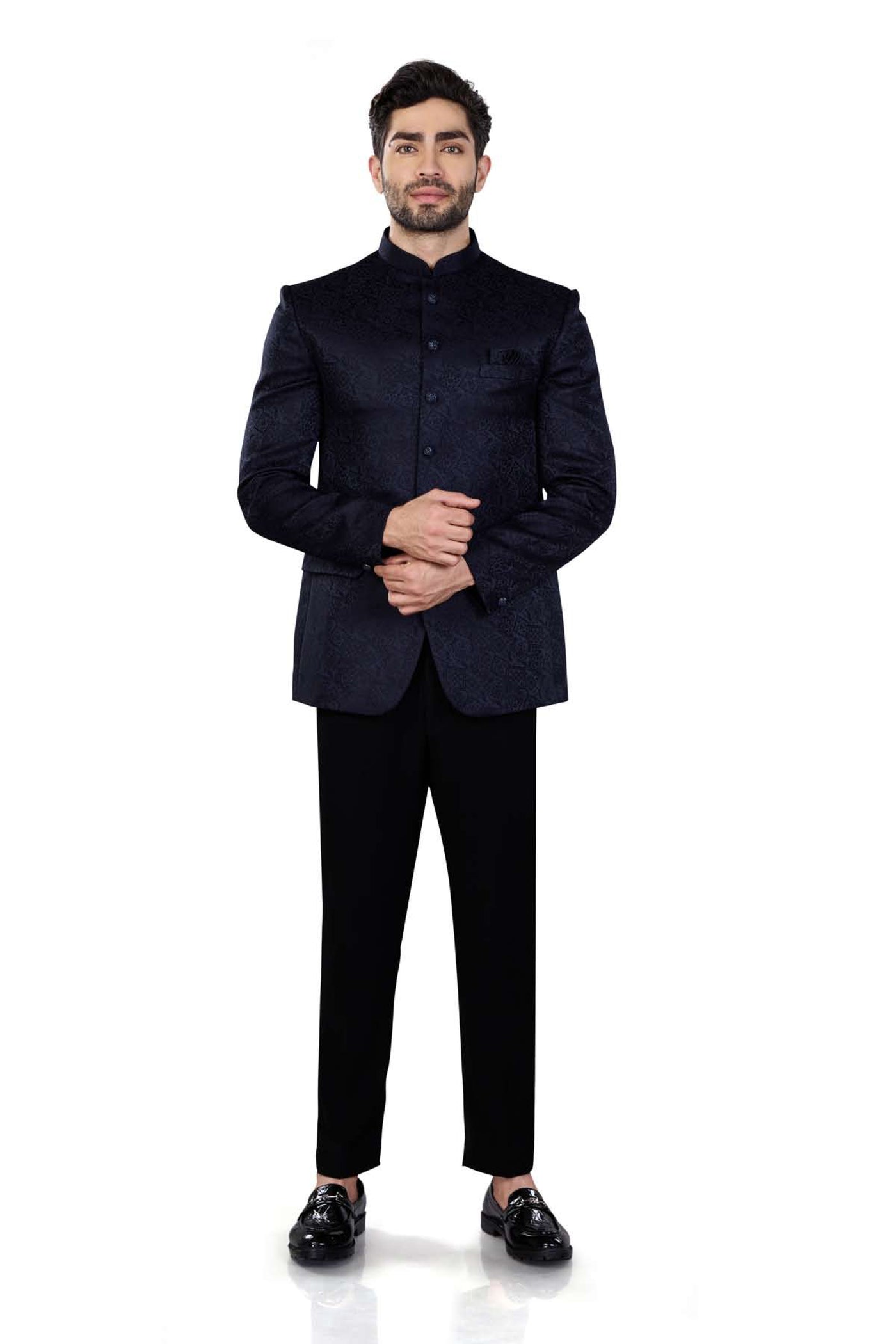 Cotton Polyester Jodhpuri Blue Jacket - Jiah