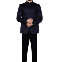 Cotton Polyester Jodhpuri Blue Jacket - Jiah
