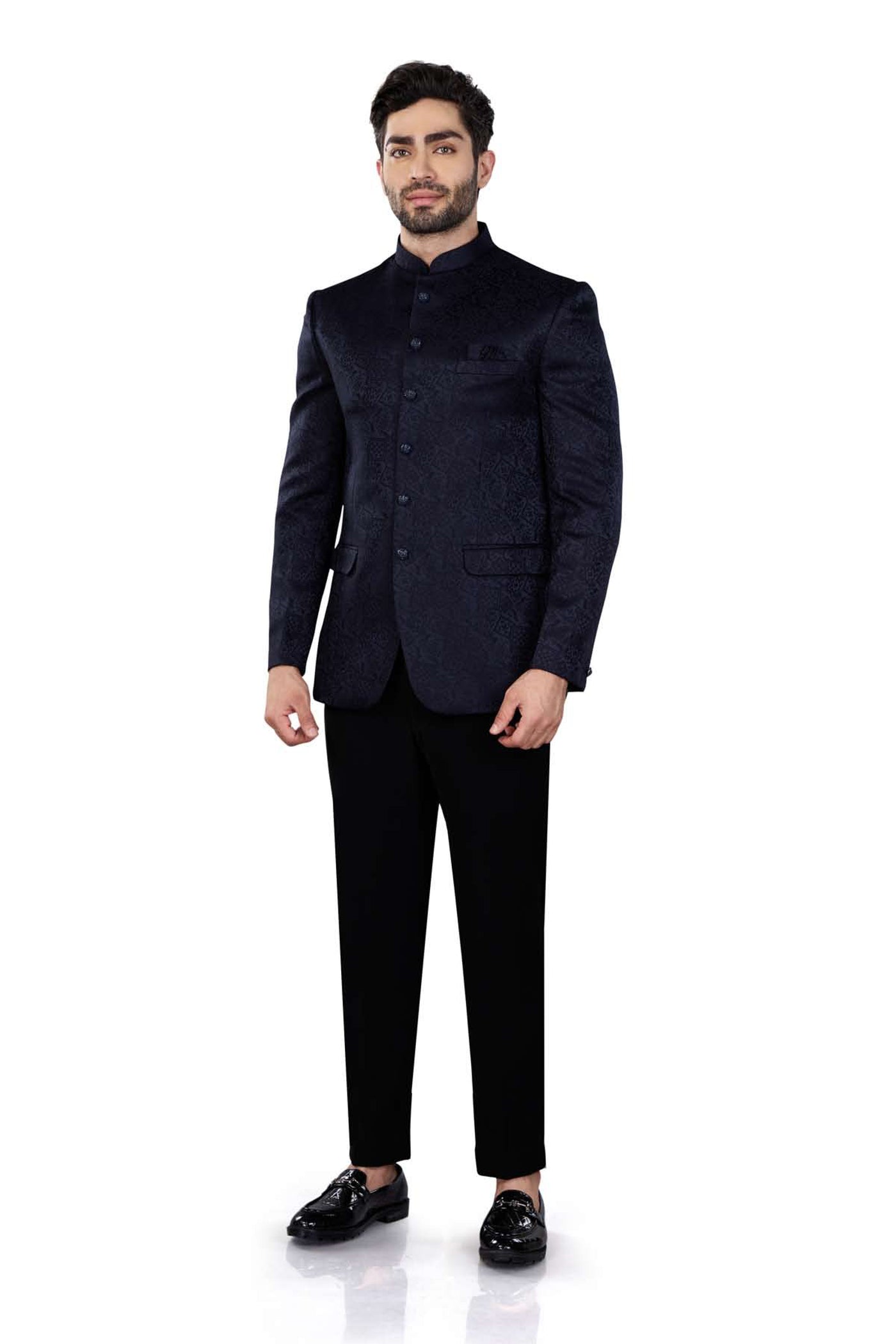 Cotton Polyester Jodhpuri Blue Jacket - Jiah