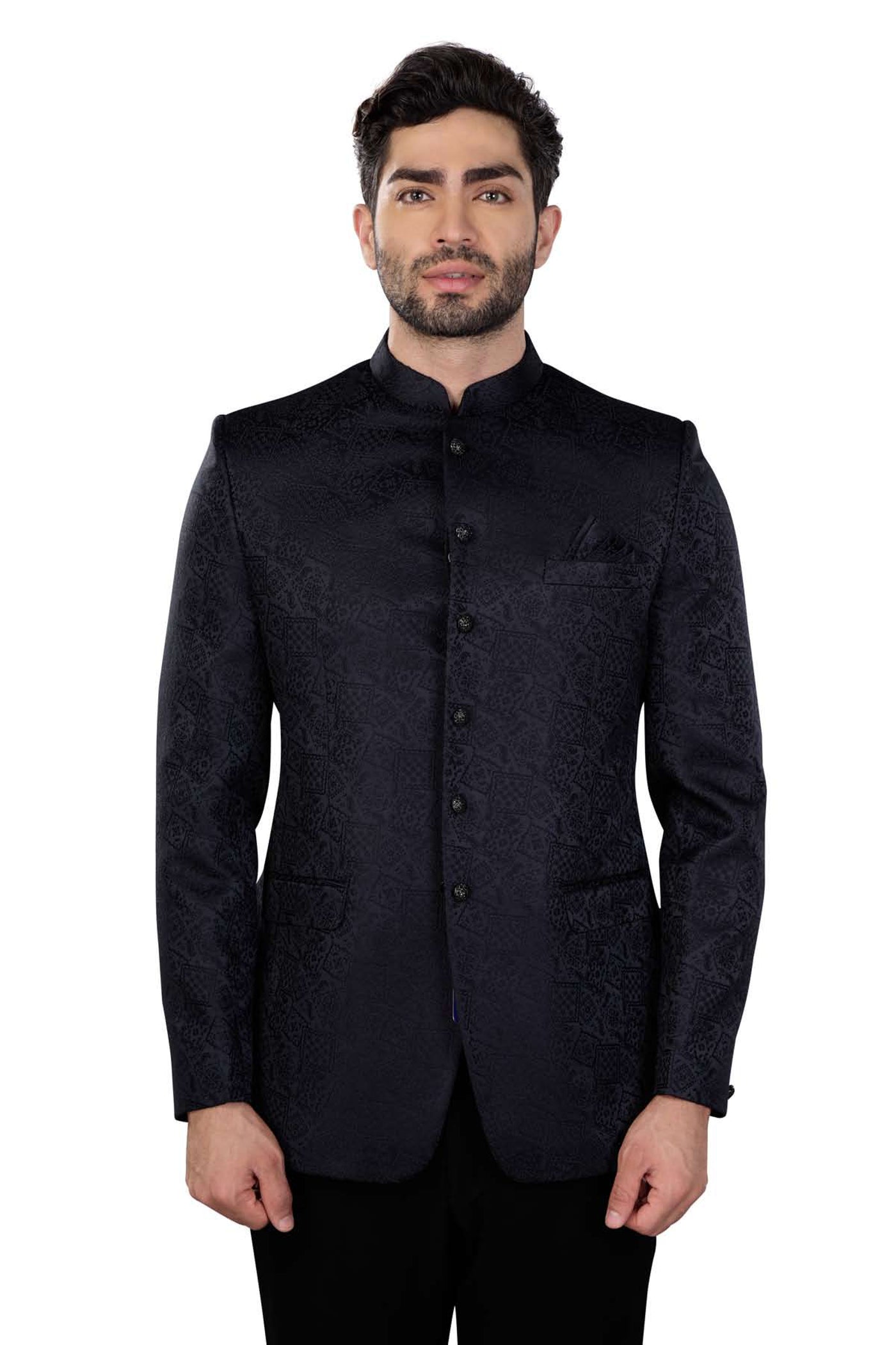 Cotton Polyester Jodhpuri Black Jacket - Jiah