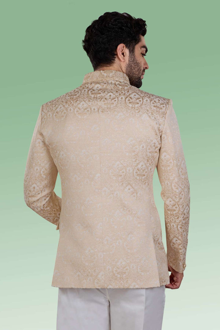 Cotton Polyester Jodhpuri Gold Jacket - Jiah