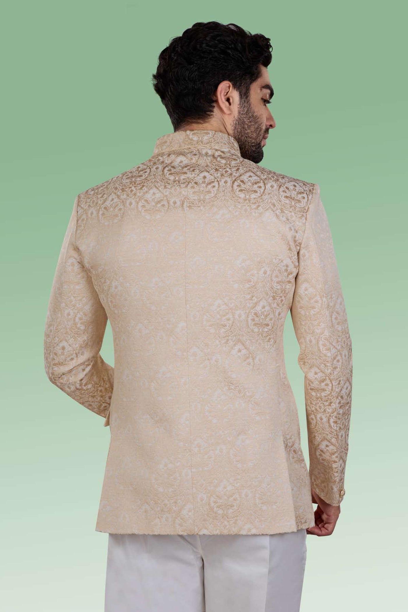 Cotton Polyester Jodhpuri Gold Jacket - Jiah