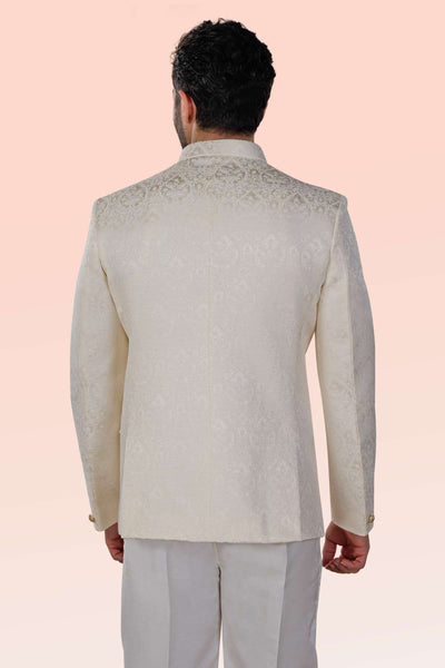 Cotton Polyester Jodhpuri Cream Jacket - Jiah