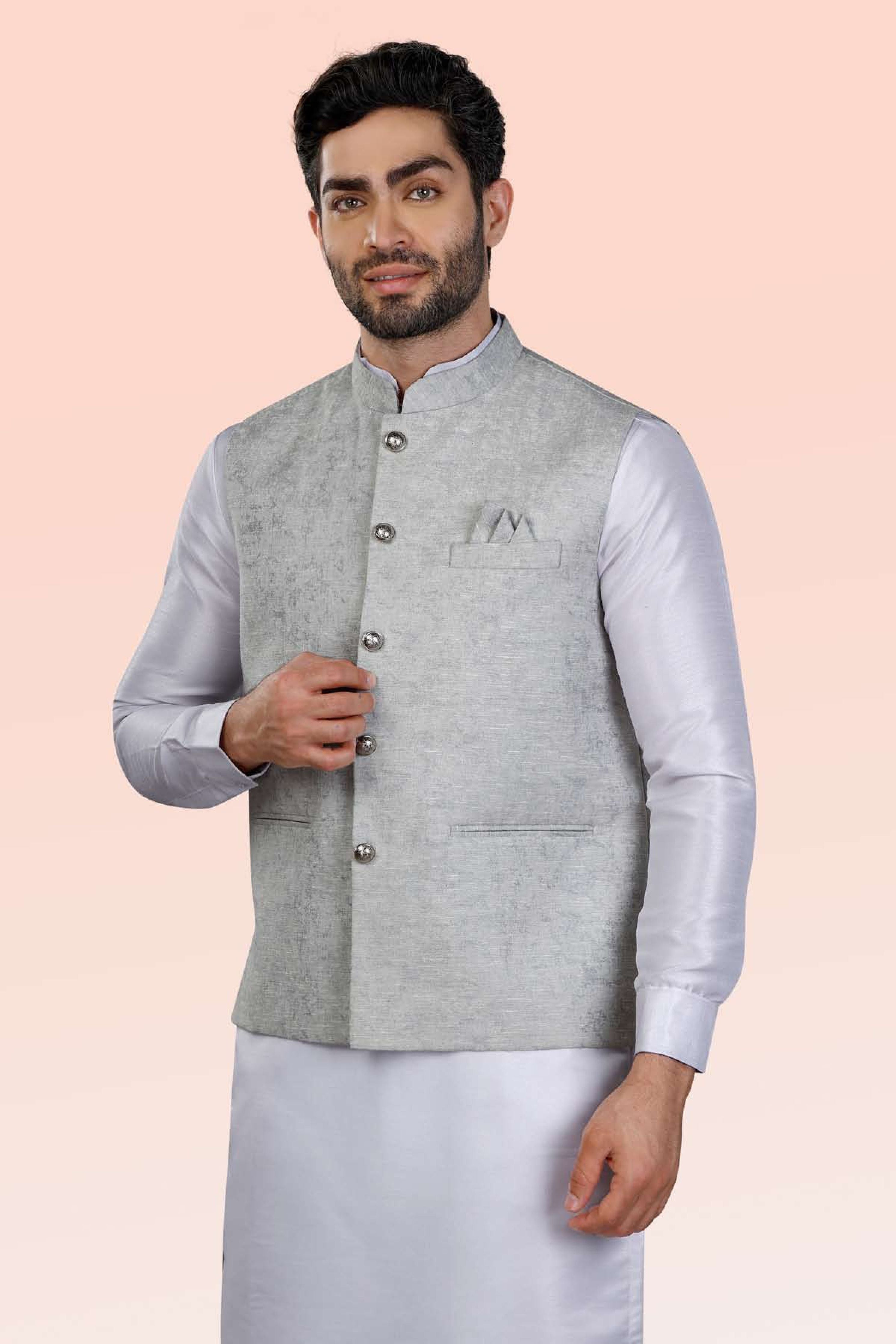 Cotton Polyester Light Green Waist Coat - Jiah – Janan