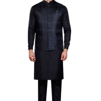 Cotton Polyester Black Waist Coat - Jiah