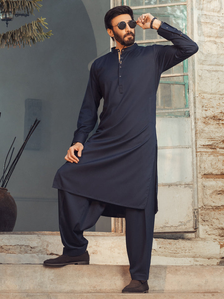 Blended Midnight Blue Shalwar Kameez - Almirah