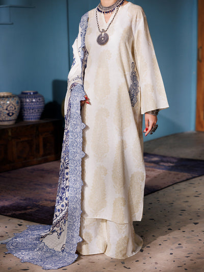 Yarn Dyed Off White Stitched Suit - Almirah