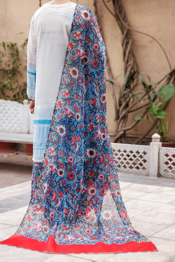 Yarn Dyed White Stitched Suit - Almirah