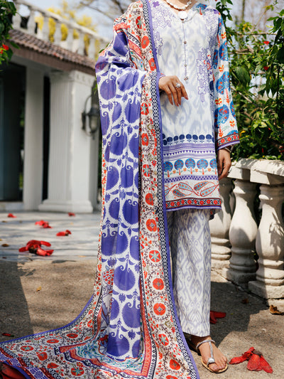 Lawn Light Blue Stitched Suit - J. Junaid Jamshed