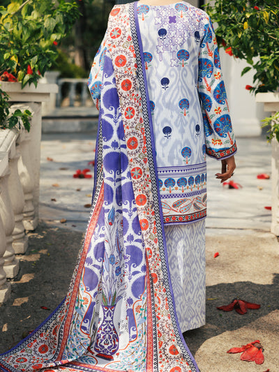 Lawn Light Blue Stitched Suit - J. Junaid Jamshed
