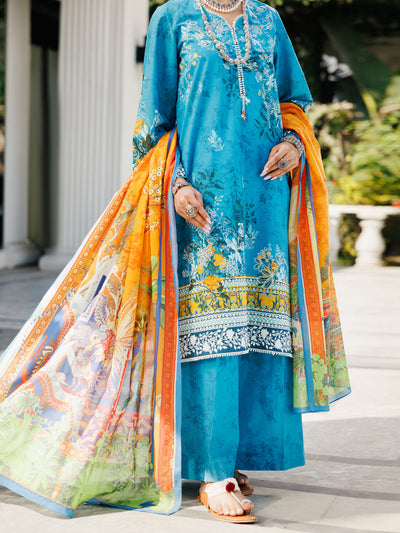 Lawn Ferozi Stitched Suit - J. Junaid Jamshed